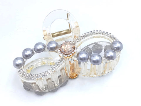 Impression Pack of 12 Pcs Pearl Style Hair Clutcher  Plastic Hair Clutcher