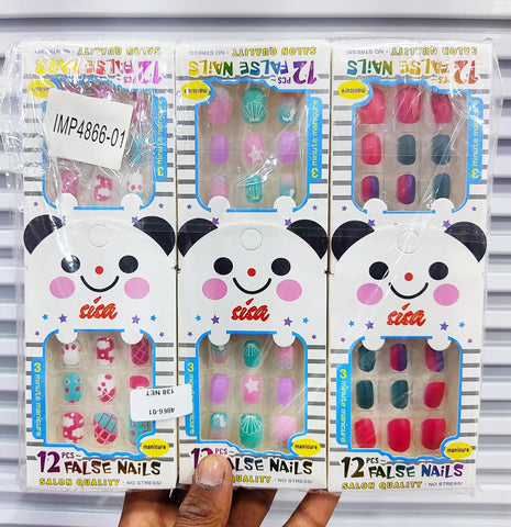 Nails Children Acrylic Fake Nails, Lightweight, Long Lasting, Easy to Use -Multi (Nails Children, 144pcs ) PACKAGE INCLUDED : 12Nails 1pkt –  12 small pkt  = 144 pcs  nail .
