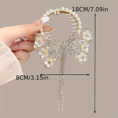 Impression Pack of 12 Pcs Pearl  Flower Style Hair Clutcher Beads Hair Clutcher Zircon