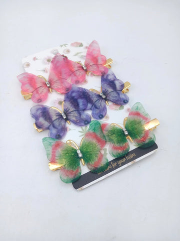 Hana Jewels  6 Pcs Small Multicolored Butterfly Hair Clips in one card ,12cards pkg and Total -72pcs in packing