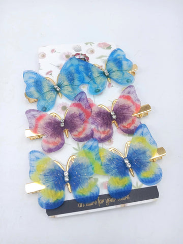 Hana Jewels  6 Pcs Small Multicolored Butterfly Hair Clips in one card ,12cards pkg and Total -72pcs in packing
