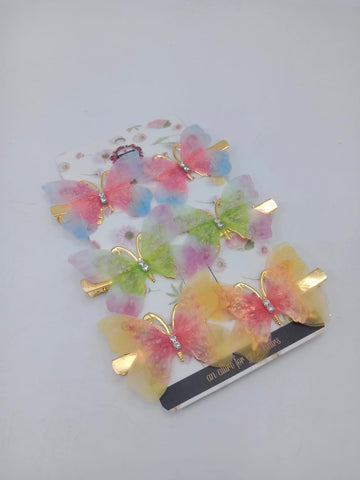 Hana Jewels  6 Pcs Small Multicolored Butterfly Hair Clips in one card ,12cards pkg and Total -72pcs in packing