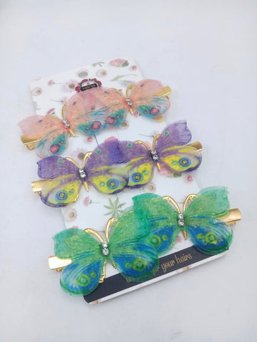 Hana Jewels  6 Pcs Small Multicolored Butterfly Hair Clips in one card ,12cards pkg and Total -72pcs in packing