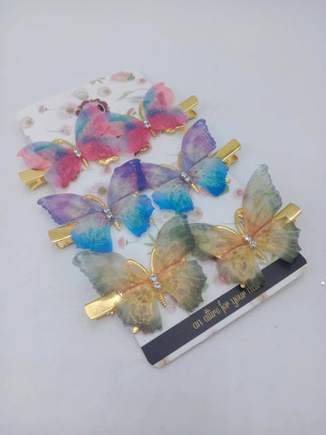 Hana Jewels  6 Pcs Small Multicolored Butterfly Hair Clips in one card ,12cards pkg and Total -72pcs in packing