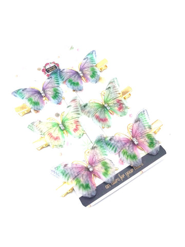 Hana Jewels  6 Pcs Small Multicolored Butterfly Hair Clips in one card ,12cards pkg and Total -72pcs in packing