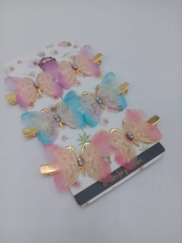 Hana Jewels  6 Pcs Small Multicolored Butterfly Hair Clips in one card ,12cards pkg and Total -72pcs in packing