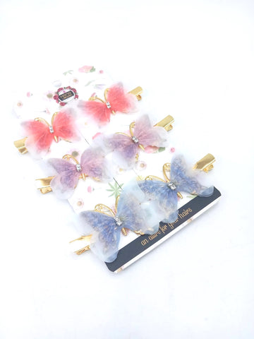 Hana Jewels  6 Pcs Small Multicolored Butterfly Hair Clips in one card ,12cards pkg and Total -72pcs in packing
