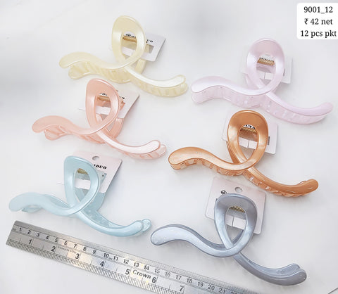 Plastic Hair Clutcher Claw Clip- For Woman & Girl (12 Piece Packet)