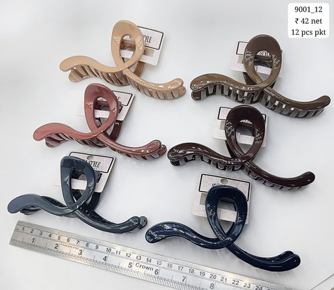 Plastic Hair Clutcher Claw Clip- For Woman & Girl (12 Piece Packet)