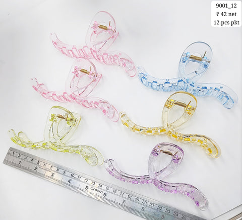 Plastic Hair Clutcher Claw Clip- For Woman & Girl (12 Piece Packet)