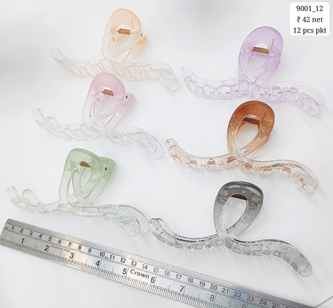 Plastic Hair Clutcher Claw Clip- For Woman & Girl (12 Piece Packet)