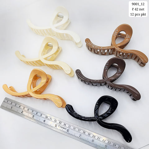 Plastic Hair Clutcher Claw Clip- For Woman & Girl (12 Piece Packet)