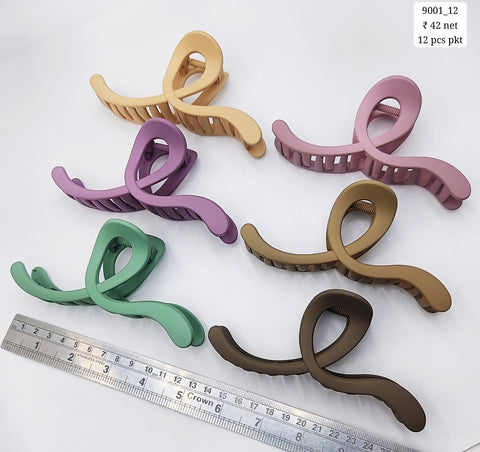 Plastic Hair Clutcher Claw Clip- For Woman & Girl (12 Piece Packet)