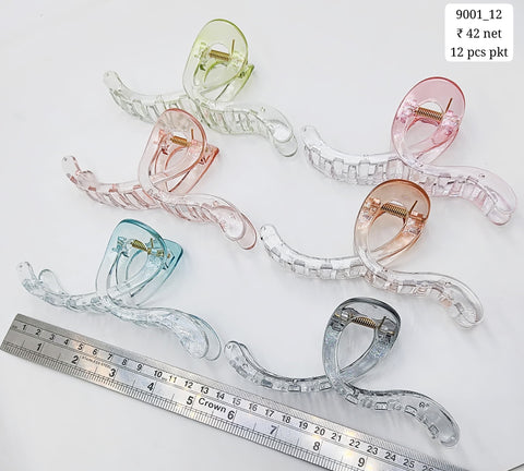 Plastic Hair Clutcher Claw Clip- For Woman & Girl (12 Piece Packet)