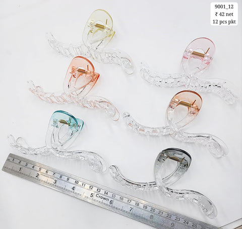 Plastic Hair Clutcher Claw Clip- For Woman & Girl (12 Piece Packet)