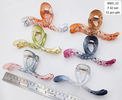 Plastic Hair Clutcher Claw Clip- For Woman & Girl (12 Piece Packet)