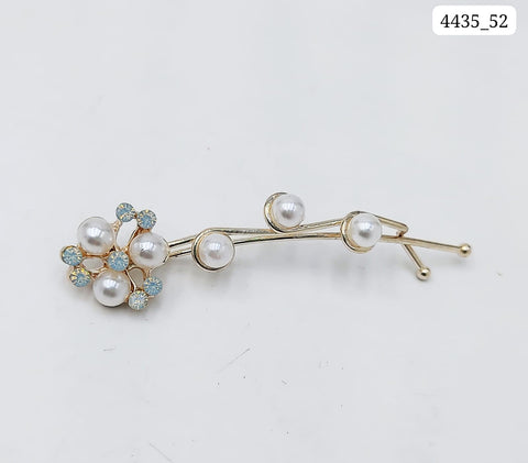 Impression Pearl Beads Hairpins Golden Metal (Pack of 12)