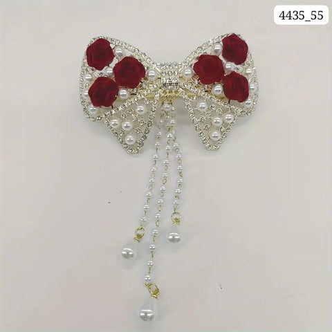 Impression Rhinestone Bow and Faux Pearl Tassel (Pack of 12)