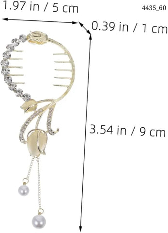 Impression  Flower & Faux Pearl Charm Tassel Bun Hair Clip (Pack of 12)