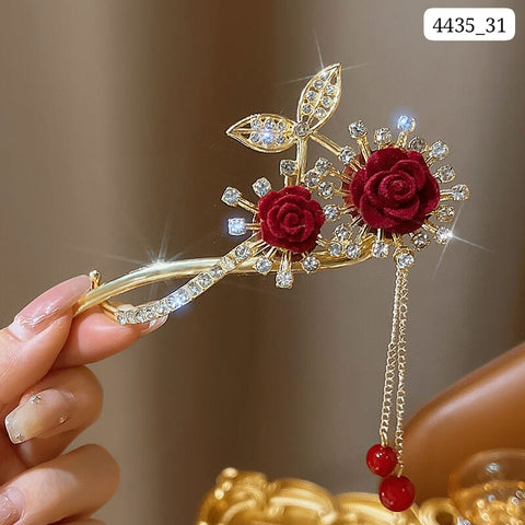 Impression Red Rose Bridal Hair Clip (Pack of 12)