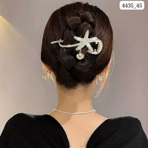 Impression Twist Clip, Starfish Shell Imitation Pearl Hair Clip (Pack of 12)