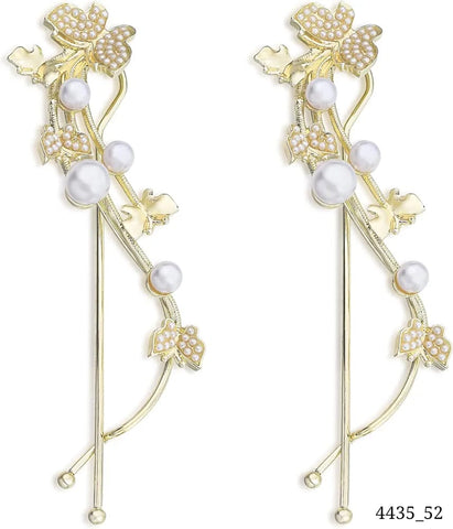 Impression Pearl Beads Hairpins Golden Metal (Pack of 12)