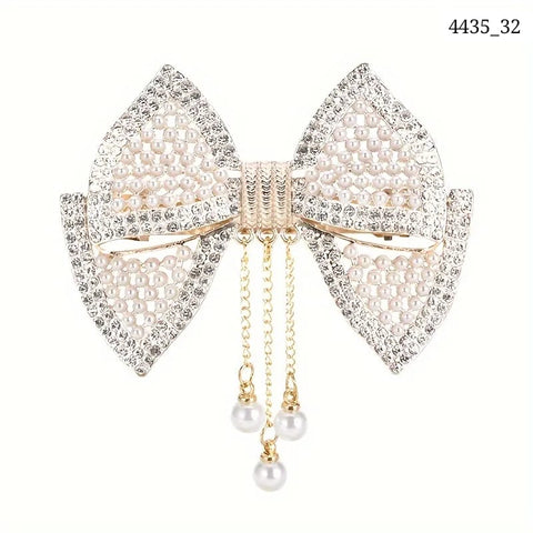 Impression Elegant Glitter Rhinestone Faux Pearl Hair Clip (Pack of 12)