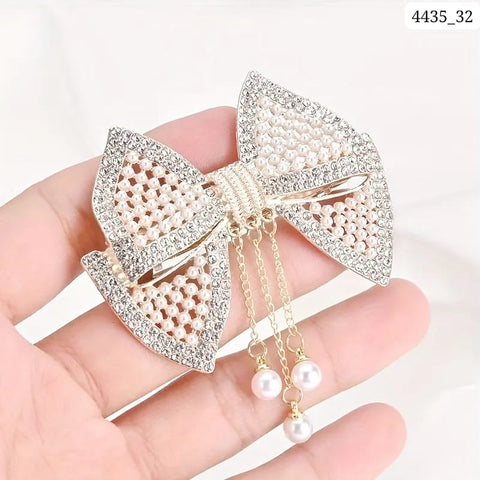 Impression Elegant Glitter Rhinestone Faux Pearl Hair Clip (Pack of 12)