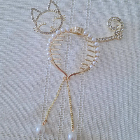 Impression   Pearl Tassel Rhinestone Hair Clasp Bun Maker Claw for Girls High Ponytail Hair Clip Temperament Buckle Headdress